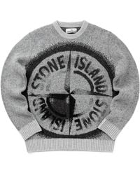 Stone Island - Logo Printed Crewneck Sweater - Lyst