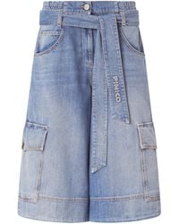 Pinko - Denim Utility Belted Bermuda Shorts - Lyst