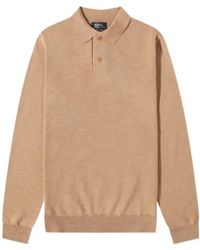 A.P.C. - Long-Sleeve Wool Polo Shirt - Lyst