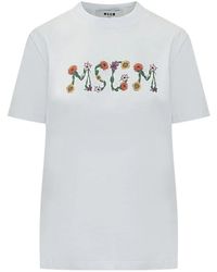 MSGM - Logo Printed Crewneck T-Shirt - Lyst