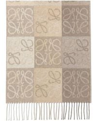 Loewe - Checkerboard Fringed Edge Scarf - Lyst