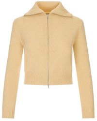 Jil Sander - Zip-Up Wide-Collar Cardigan - Lyst