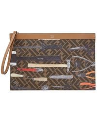 Fendi - Ff Medium Flat Pouch - Lyst