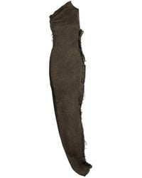 Rick Owens - Athena Asymmetric Distressed Denim Gown - Lyst