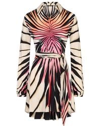 Roberto Cavalli - Ray Of Paradise Printed Mini Shirt Dress - Lyst