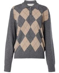 Rohe - Argyle Wool-Blend Polo Sweater - Lyst