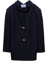 Prada - Shetland Wool Jacket With Jewel Buttons - Lyst