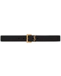 Saint Laurent - Cassandre Logo Plaque Belt - Lyst