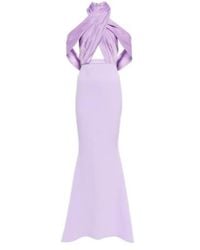 Safiyaa - Louella Crêpe And Satin Halterneck Gown - Lyst