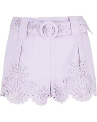 FARM Rio - Richelieu Embroidered Belted Shorts - Lyst