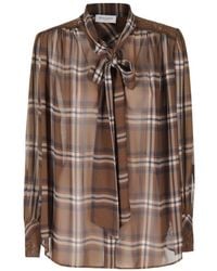ERMANNO FIRENZE - Lace Trim Checked Blouse - Lyst