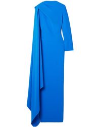 Solace London - Asymmetric Draped Crepe Gown - Lyst