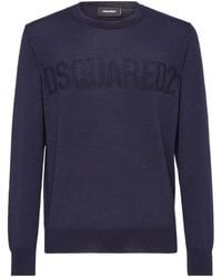 DSquared² - Logo-Intarsia Crewneck Knitted Jumper - Lyst