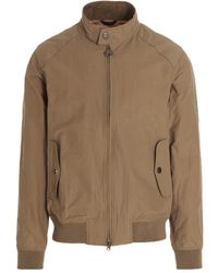 Barbour - Logo Embroidered Zipped Bomber Jacket - Lyst