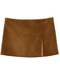 Miu Miu - Waxed Suede Mini Skirt - Lyst