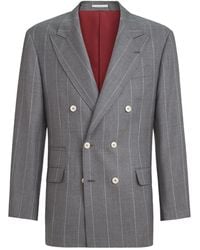 Brunello Cucinelli - Virgin Wool Chalk Stripe One-And-A-Half Breasted Tailor Blazer - Lyst