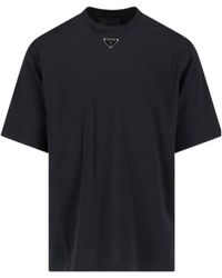 Prada - Logo Plaque Crewneck T-Shirt - Lyst