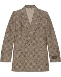 Gucci - Gg Pattern Double-Breasted Jacket - Lyst