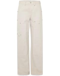 RE/DONE - Workwear Frayed Embellished Mid-Rise Boyfriend Jeans - Lyst