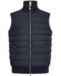 BOSS - Quilted-Panel Zip-Up Sweater - Lyst