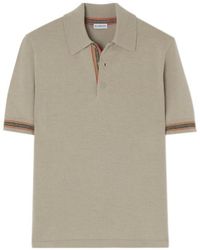 Burberry - Icon Stripe Trim Wool Polo Shirt - Lyst