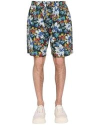 YMC - Floral Print Shorts - Lyst