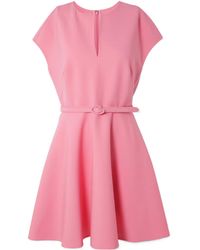 Oscar de la Renta - Belted Stretch-Wool Crepe Mini Dress - Lyst