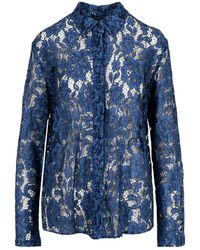 FEDERICA TOSI - Sheer Floral Lace Shirt - Lyst