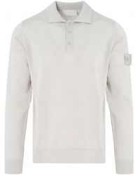Stone Island - Logo Patch Knitted Polo Shirt - Lyst