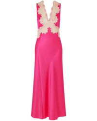 RIXO London - Lysandra Lace-Trimmed Satin Midi Dress - Lyst