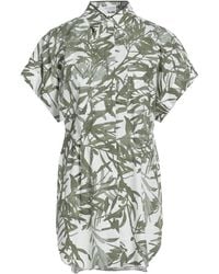 Brunello Cucinelli - Two-Tone Long-Length Short-Sleeve Shirt - Lyst