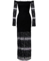 Blumarine - Off-Shoulder Lace Tulle Maxi Dress - Lyst