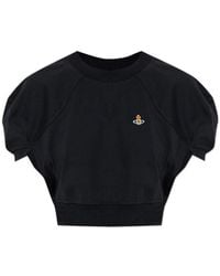 Vivienne Westwood - Logo Embroidered Cropped Top - Lyst