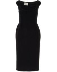 Miu Miu Natte Wool Sheath Dress in Black | Lyst