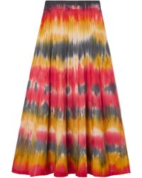 Gabriela Hearst - Ella Pleated Tie-Dyed Cashmere Midi Skirt - Lyst