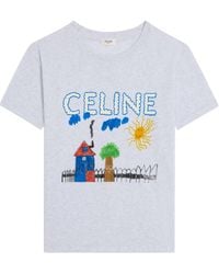 Celine - Regular Fit Cotton Jersey T-Shirt - Lyst