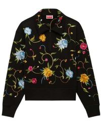 KENZO - Kenz Wildflower Embroidered Half-Zip Sweatshirt - Lyst