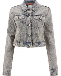 Acne Studios - Monogram Jacquard Cropped Denim Jacket - Lyst