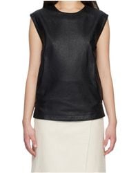 Loulou de Saison - Fiza Ostrich-Effect Leather Top - Lyst