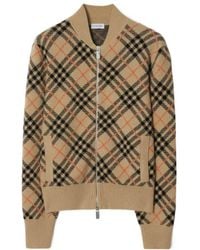 Burberry - Checked Knitted Zip-Up Bomber Jacket - Lyst
