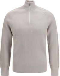 Brunello Cucinelli - Ribbed-Knit Half-Zip Sweater - Lyst