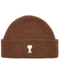Ami Paris - Logo Embroidered Knitted Beanie - Lyst