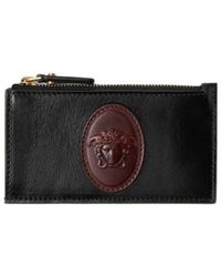 Versace - Roomy Leather Zip Card Holder - Lyst