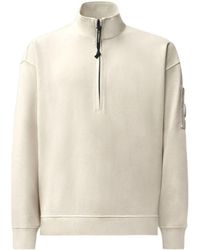 C.P. Company - Brushed And Emerized Diagonal-Fleece Mixed Boxy Lens Half-Zip Sweatshirt - Lyst