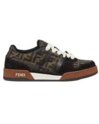 Fendi - Match Ff Jacquard Fabric And Suede Sneakers - Lyst