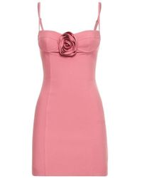 Blumarine - Flower Detail Crepe Mini Dress - Lyst