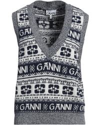 Ganni - Two-Tone Lightweight Knit Vest - Lyst