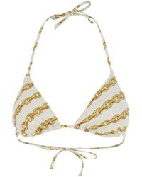 Versace - Chain Print Triangle Bikini Top - Lyst
