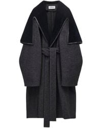 Loewe - Shearling Collar Belted Coat - Lyst
