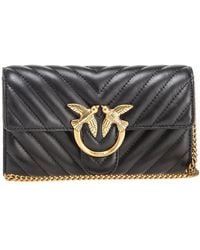 Pinko - Logo Plaque Chain-Linked Quilted Shoulder Bag - Lyst
